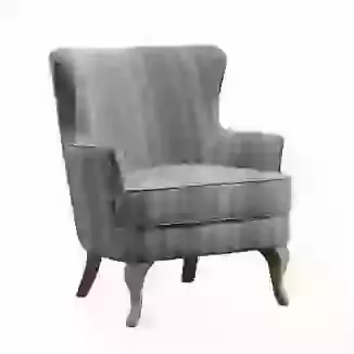Grey Striped Wingback Chair